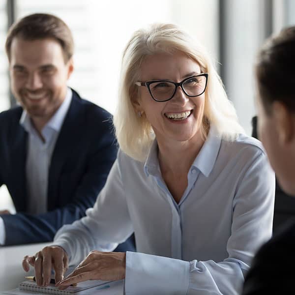 Business owner with legal specialists